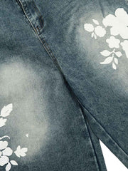 Floral Print Denim Shorts