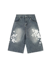 Floral Print Denim Shorts