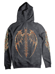 Vintage Distressed Flame Letter Graphic Hoodie