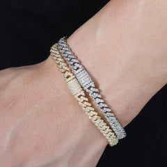 Men's Single Row Full Zircon Cuban Bracelet #CHA286