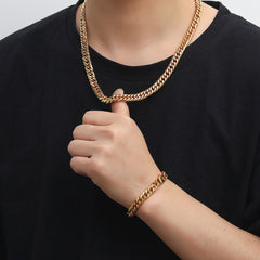 Men's Genuine Gold Plated Stainless Steel Cuban Necklace #CHA009