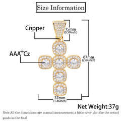 Men's Rock Sugar Cross Pendant Zircon Necklace