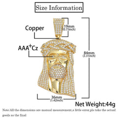 Men's Retro Human Head Zircon Pendant Necklace