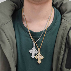 Men's Cross Zirconia Pendant Necklace