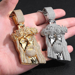 Men's Wreath Head Zircon Pendant Necklace