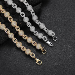 Men's Diamond Round Bead Zircon Necklace