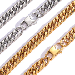 Men's Genuine Gold Plated Stainless Steel Cuban Necklace #CHA009