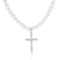 Women's Cross Pearl Necklace #ZZ012