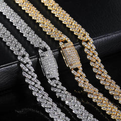 Men's Single Row Full Diamond Cuban Zircon Necklace #CHA073