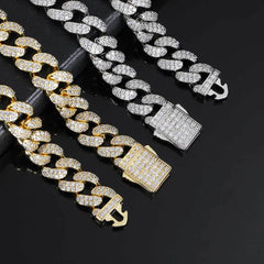 Men's Double Row Diamond Cuban Necklace #CHA065