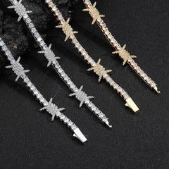 Men's Spring Clasp Thorn Zirconia Necklace #CHA275