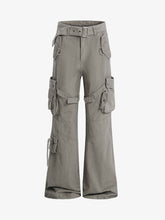 Multi-pocket Cargo Flared Pants