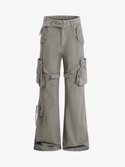 Multi-pocket Cargo Flared Pants
