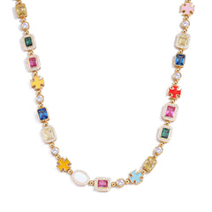 Women's Colored Gemstone Zirconia Necklace #CHA284