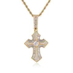 Men's Cross Pendant Zirconia Necklace