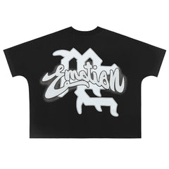 MIXED EMOTION Black Rhinestone Cropped Tee