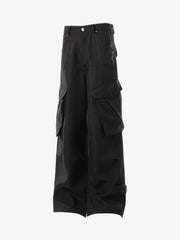 Multi-Pocket Textured Fabric Flared Pants