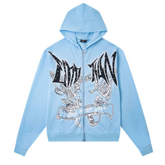 MIXED EMOTION Graffiti Rhinestone Hoodie