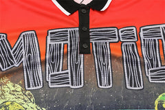 MIXED EMOTION Red “Paradise” Button Up Tee