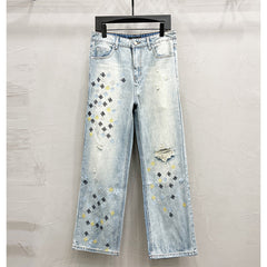 Blue MA Quad Embroidered Flare Jeans