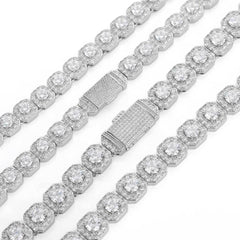 Men's Square Rock Candy Chain Zirconia Necklace #CHA091