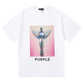 Purple Brand Logo Letter Pattern Print T-Shirt