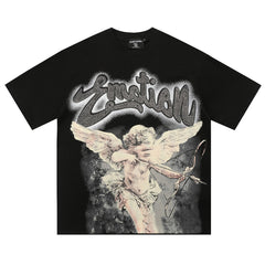 MIXED EMOTION Black “Rhinestone” Cropped Tee