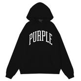 Purple Brand Logo Pattern Printed Hoodie