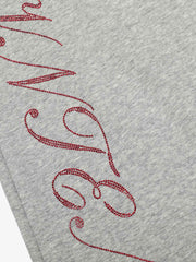 Draped Red Diamond Drawstring Casual Pants