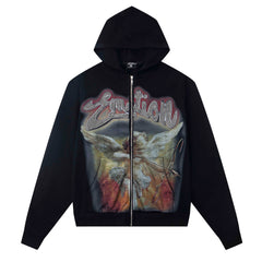 MIXED EMOTION Black Rhinestone Hoodie