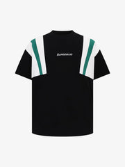 Retro Contrast Color Stitching Embroidered Letter T-shirt