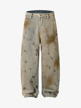 Washed Graffiti Spray Paint Barrel Jeans