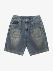 Thesupermade American Street Style Washed Distressed Shorts
