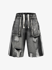 Distressed Cargo Denim Shorts - 2378