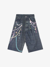 Embellished Chain Denim Shorts