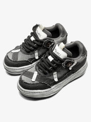 Distressed Deconstructed Split Whisker Platform Sneakers