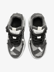 Distressed Deconstructed Split Whisker Platform Sneakers