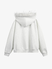 Fur Collar Stitching Cardigan Hoodie