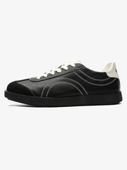 Classic Black Fluid Lines Leather Sneakers