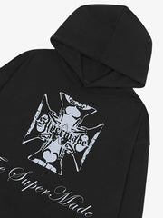 Street Cross Letters Print Hoodie