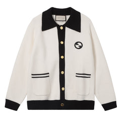 Gucci KNIT COTTON WOOL CARDIGAN WITH PATCH