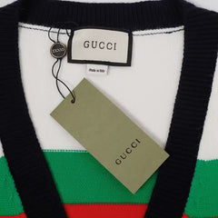 GUCCI COTTON WOOL STRIPED CARDIGAN SWEATER