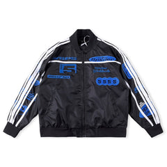 Sp5der Satin Bomber Jacket Black