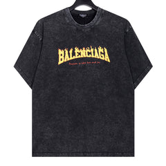 Balenciaga Flame Letter Print T-Shirt Oversize