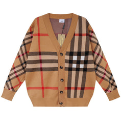 BURBERRY Classic Plaid Cotton Cardigan SWEATER