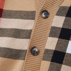 BURBERRY Classic Plaid Cotton Cardigan SWEATER