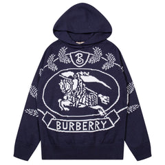 BURBERRY War Horse Wheat Knit Jumper Hooded SWEATER