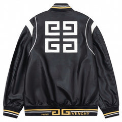 GIVENCHY Single Breasted Leather Baseball Jacket