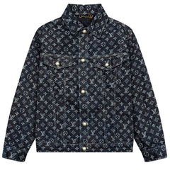 LOUIS VUITTON Classic LOGO Printed Monochrome Denim Jacket