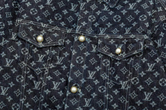 LOUIS VUITTON Classic LOGO Printed Monochrome Denim Jacket